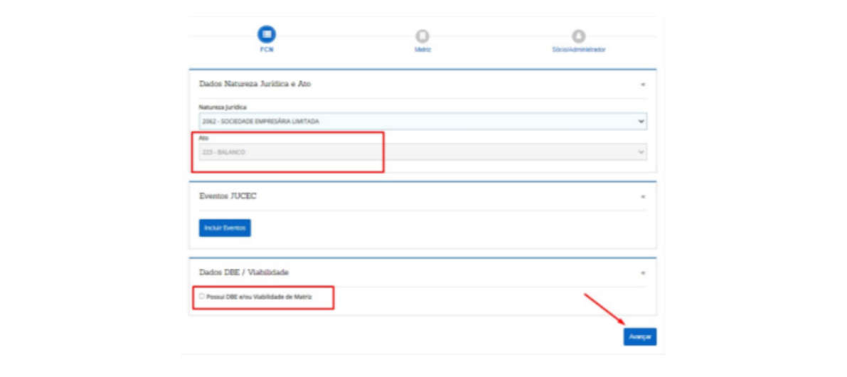 Formulário FCN para Arquivar Balanço