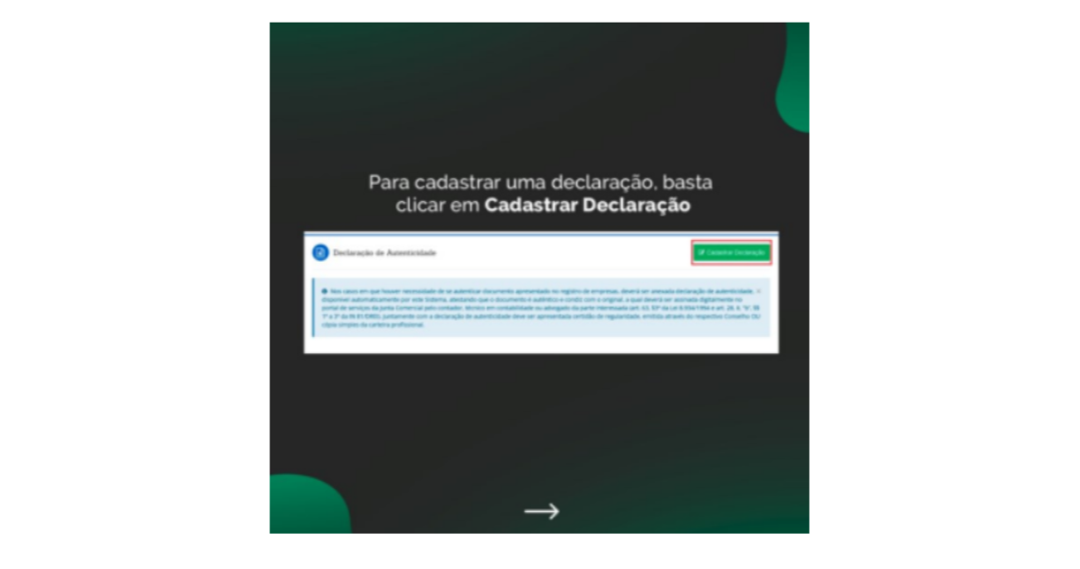Tela para Cadastrar Declaração de Autenticidade